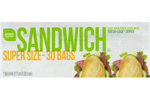 Smart Sense Sandwich Bags Super Size - 30 CT