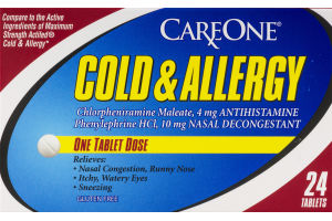 CareOne Cold & Allergy Tablets - 24 CT