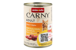 Корм д/котів з яловичиною та куркою 400г ж/б Карні