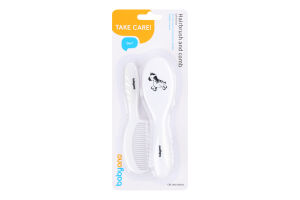 Щітка та гребінець д/волосся дитячі білі супер м"яка щетина БейбіОно