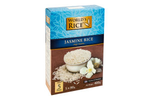 Рис шлифованный длиннозернистый Жасмин World's Rice к/у 5х80г