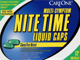 CareOne Nite Time Multi-Symptom Liquid Caps Cold/Flu Relief - 12 CT