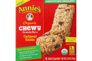 Annie's Homegrown Organic Chewy Granola Bars Oatmeal Raisin - 6 CT