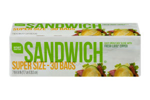 Smart Sense Sandwich Bags Super Size - 30 CT