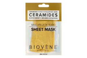 Маска для обличчя тканинна для підвищення бар'єра шкіри Кераміди Biovene 20мл