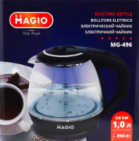 Електрочайник 1л термостійке скло 900Вт Magio