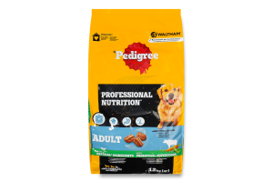Корм сухой полнорационный для взрослых собак С говядиной и овощами Pedigree кг
