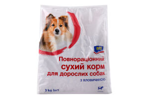 Корм сухий повнораціонний для дорослих собак З яловичиною Aro м/у 3кг
