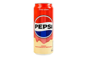 Напиток безалкогольный сильногазированный бескалорийный на ароматизаторах Клубника и сливки Ноль сахара Pepsi ж/б 330мл