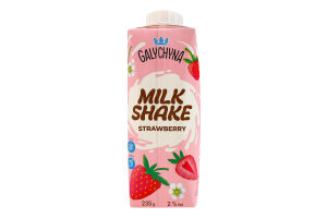 Коктейль молочный 2% ультрапастеризованный с наполнителем Клубничный Milk Shake Galychyna т/п 235г