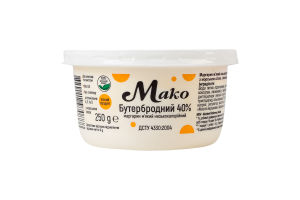 Маргарин 40% мягкий низкокалорийный с морской солью и витаминами A, E и D Бутербродный Мако ст 250г