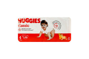 Подгузники для детей 7-18кг 4 Classic Huggies 48шт