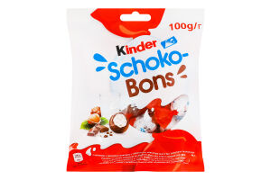 Цукерки з молочного шоколаду з молочною начинкою та горіхами Schoko-Bons Kinder м/у 100г