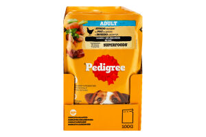 Корм консервований повнораціонний для дорослих собак З куркою та овочами в соусі Pedigree д/п 100г