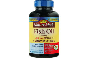 Nature Made Fish Oil 1200mg + Vitamin D 1000 IU Liquid Softgels - 90 CT