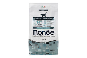 Корм сухий повнораціонний для кошенят з фореллю Monoprotein Natural superpremium Monge м/у 400г