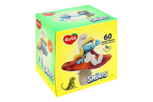Салфетки косметические универсальные 3-х слойные 200х205мм The Smurfs Ruta 60шт
