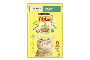 Корм влажный для взрослых котов с уткой Кусочки в подливке Friskies д/п 85г