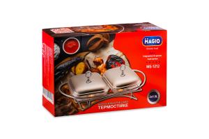 Марміт Чаша 1,5л боросилікатне термостійке скло 2шт з кришкою н/ж+2свічки Magio