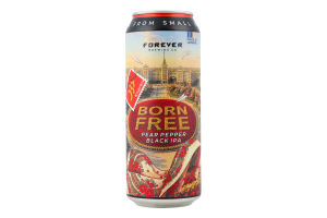 Пиво Born Free Pear Pepper Black IPA темне нефільтроване 7% 0,5л ж/б Forever