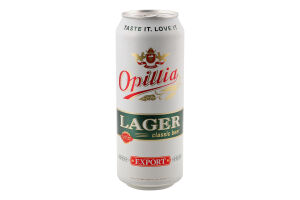 Пиво 0.5л 4.4% світле пастеризоване Lager Export Opillia з/б