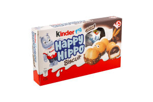 Вафля хрустка з молочною та какао начинкою Happy hippo Biscuit Kinder к/у 5х20.7г