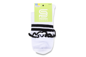Шкарпетки Premier socks висок рюш смуж білі р22-24