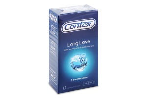 Презервативи латексні з силіконовою змазкою з анестетиком Long love Contex 12шт