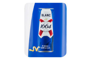 Пиво спеціальне 4х330мл 4.8% пшеничне світле пастеризоване Blanc Kronenbourg 1664 м/у