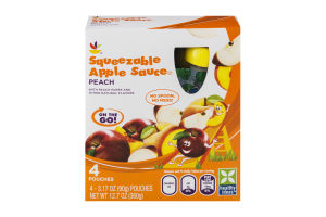 Ahold Squeezable Apple Sauce Pouches Peach - 4 CT