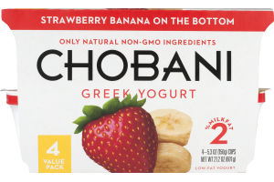 Chobani Greek Low-Fat Yogurt Strawberry Banana on the Bottom - 4 PK