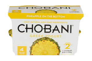 Chobani Greek Yogurt Pineapple On The Bottom - 4 PK