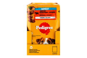Корм консервированный полнорационный для взрослых собак С говядиной и печенью в желе Pedigree д/п 100г