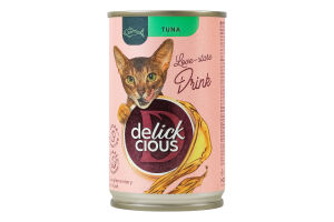 Корм дополнительный для котов Напиток с тунцом Delickcious ж/б 140г