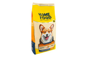 Корм сухой для взрослых собак средних пород Индейка и лосось Здоровая кожа и блеск шерсти Home Food м/у 10кг