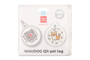 Адресник д/собак та котів Smart ID Коргі з QR паспортом метал коло d30мм WauDog