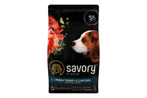 Корм сухой Fresh Turkey&Chicken Puppy Savory м/у 3кг