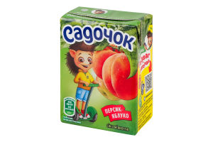 Сок с мякотью пастеризованный Персик-яблоко Садочок т/п 200мл