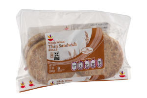 Ahold Whole Wheat Thin Sandwich Rolls - 8 CT