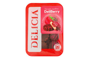 Печенье сдобное с соком клубники с льном DeliBerry Delicia лоток 180г