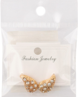 Сережки-гвіздки жовтий метал з камінцями та штучними перлами в асортименті LF25051515