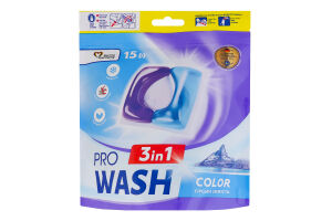 Засіб для прання в капсулах Гірська свіжість Color Pro Wash 15х15г