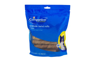 Companion 5'' Porkhide Twist Rolls for Dogs - 20 CT