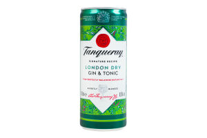 Напій слабоалкогольний 0.25л 6.5% газований з джином і тоніком London Dry Tanqueray з/б