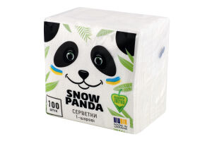 Серветки паперові столові одношарові білі Snow Panda 100шт