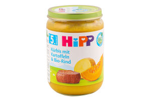 Пюре мясо-овощное для детей от 5мес Тыква и картофель с говядиной Hipp с/б 190г