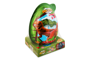Яйце пластикове для дівчинки та хлопчика з цукерками та сюрпризом Dinosaur egg Jumbo Wooow м/у 80г