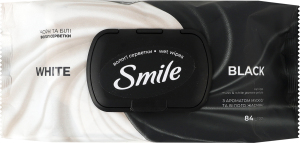 Салфетки влажные с ароматом мускуса и белого жасмина Черные и белые Smile 84шт