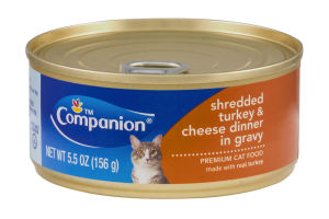 Companion Premium Cat Food Shredded Turkey & Cheese Dinner in Gravy 5.5 OZ