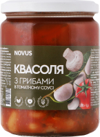 Фасоль с грибами в томатном соусе стерилизованная Novus с/б 500г